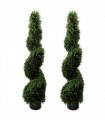 120cm Pair of Spiral Buxus Artificial Tree UV Resistant Outdoor