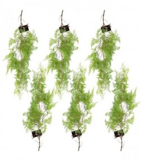 6 x 100cm Artificial Hanging Maidenhair Fern Plant Light Green