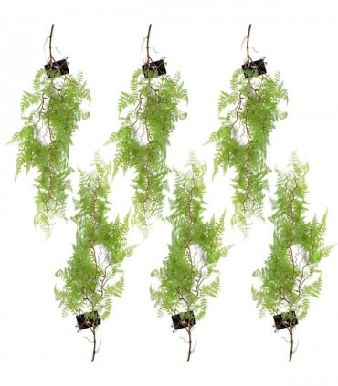 6 x 100cm Artificial Hanging Maidenhair Fern Plant Light Green