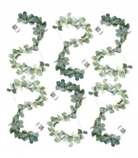 Artificial Hanging Trailing Evergreen Plant Pack of 6 Realistic Green Leaf 150cm