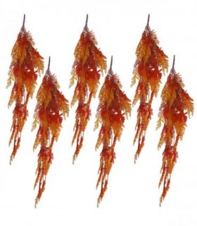 Artificial Hanging Maidenhair Fern Plant Autumn Orange 100cm Pack of 6 x 100cm