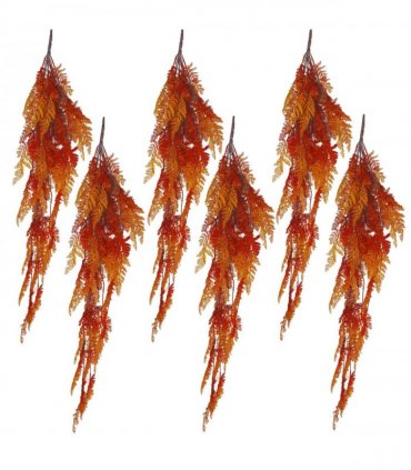 Artificial Hanging Maidenhair Fern Plant Autumn Orange 100cm Pack of 6 x 100cm