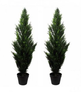 120cm Pair of Artificial Cedar Cypress Topiary UV Resistant