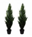 120cm Pair of Artificial Cedar Cypress Topiary UV Resistant