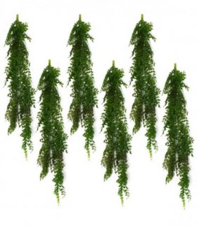 Artificial Plant 6 x 100cm Hanging String of Pearls Fern Dark Green Bare Stem