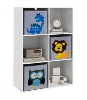 Toy Organiser with Three Non-Woven Fabric Drawers for Bedroom - White