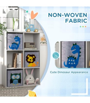 Toy Organiser with Three Non-Woven Fabric Drawers for Bedroom - White