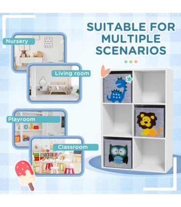 Toy Organiser with Three Non-Woven Fabric Drawers for Bedroom - White
