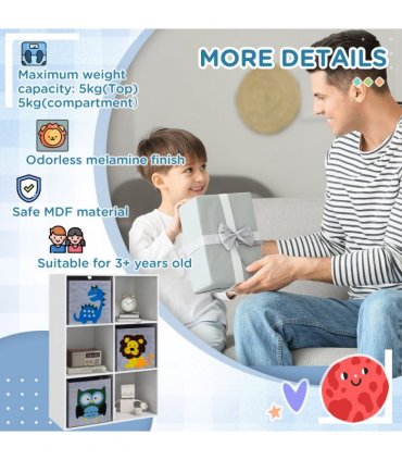 Toy Organiser with Three Non-Woven Fabric Drawers for Bedroom - White