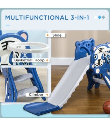 AIYAPLAY Kids Slide with Basketball Hoop, Basketball, for Ages 18-36 Months