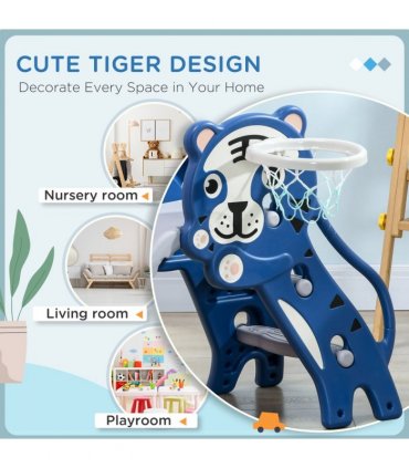 AIYAPLAY Kids Slide with Basketball Hoop, Basketball, for Ages 18-36 Months