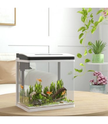 PawHut Aquarium 13L Glass Fish Tank w/ Filter, LED Lighting, Water Pump
