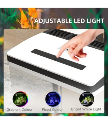 PawHut Aquarium 13L Glass Fish Tank w/ Filter, LED Lighting, Water Pump