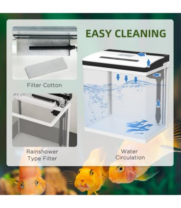 PawHut Aquarium 13L Glass Fish Tank w/ Filter, LED Lighting, Water Pump