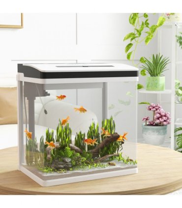 PawHut Aquarium 28L Glass Fish Tank w/ Filter, LED Lighting, Water Pump