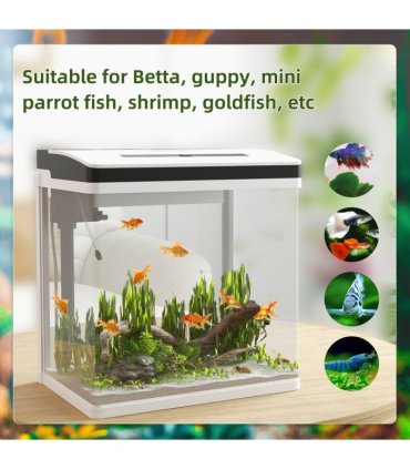 PawHut Aquarium 28L Glass Fish Tank w/ Filter, LED Lighting, Water Pump