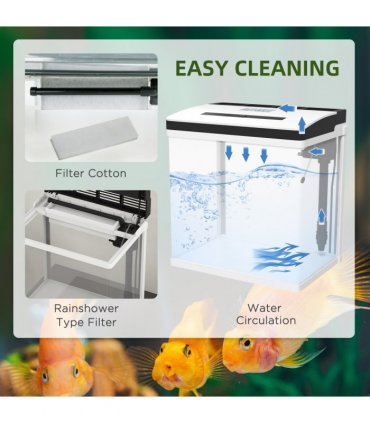 PawHut Aquarium 28L Glass Fish Tank w/ Filter, LED Lighting, Water Pump