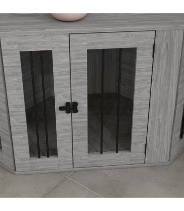 PawHut Dog Crate Furniture for Medium Dogs w/ Cushion, Large Door - Grey