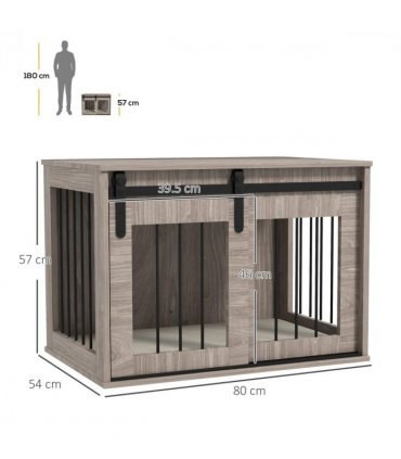 PawHut Dog Crate Furniture with Removable Cushion, for Medium Dogs - Brown