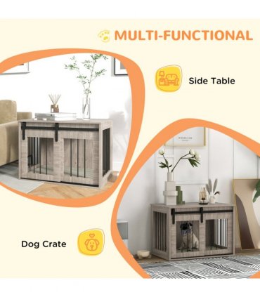 PawHut Dog Crate Furniture with Removable Cushion, for Medium Dogs - Brown