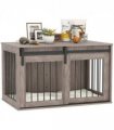 PawHut Dog Crate Furniture with Removable Cushion for Large Dogs - Brown