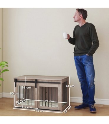 PawHut Dog Crate Furniture with Removable Cushion for Large Dogs - Brown