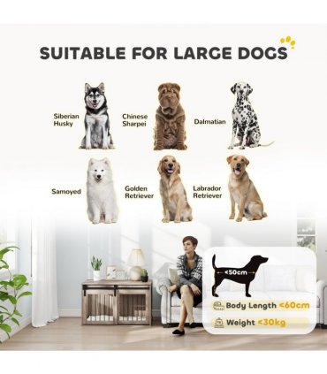 PawHut Dog Crate Furniture with Removable Cushion for Large Dogs - Brown
