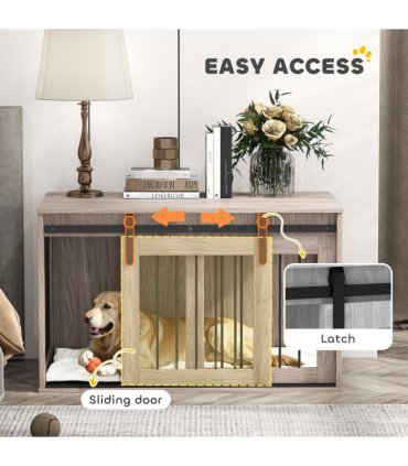 PawHut Dog Crate Furniture with Removable Cushion for Large Dogs - Brown