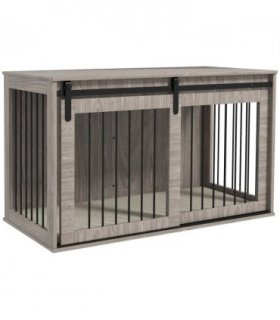 PawHut Dog Crate Furniture with Removable Cushion for XL Dogs - Brown