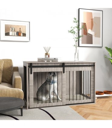 PawHut Dog Crate Furniture with Removable Cushion for XL Dogs - Brown
