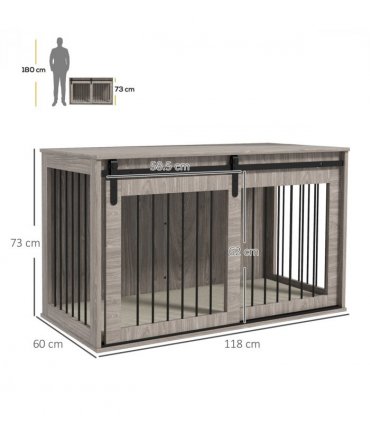 PawHut Dog Crate Furniture with Removable Cushion for XL Dogs - Brown