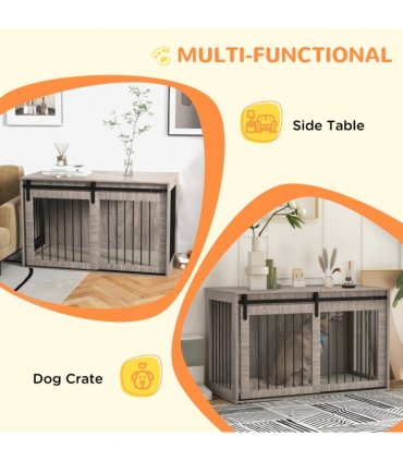 PawHut Dog Crate Furniture with Removable Cushion for XL Dogs - Brown