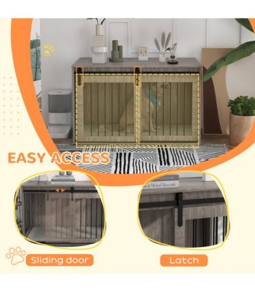 PawHut Dog Crate Furniture with Removable Cushion for XL Dogs - Brown