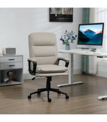 Vinsetto PU Leather Office Chair for Home with Arm, Adjustable Height, Grey
