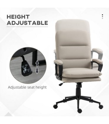 Vinsetto PU Leather Office Chair for Home with Arm, Adjustable Height, Grey