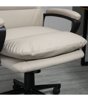 Vinsetto PU Leather Office Chair for Home with Arm, Adjustable Height, Grey