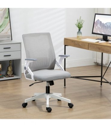 Vinsetto Mesh Office Chair for Home with Lumbar Support, Flip-up Arm, Wheels