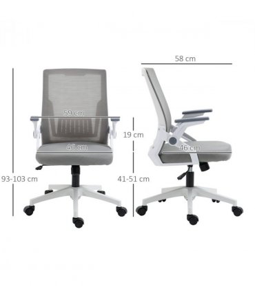 Vinsetto Mesh Office Chair for Home with Lumbar Support, Flip-up Arm, Wheels