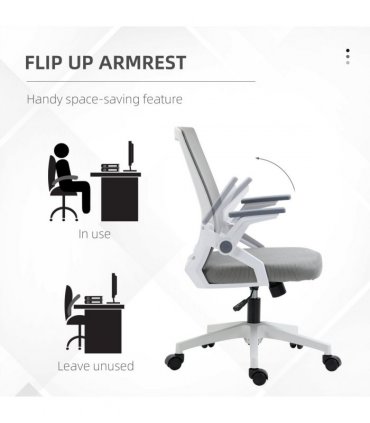 Vinsetto Mesh Office Chair for Home with Lumbar Support, Flip-up Arm, Wheels