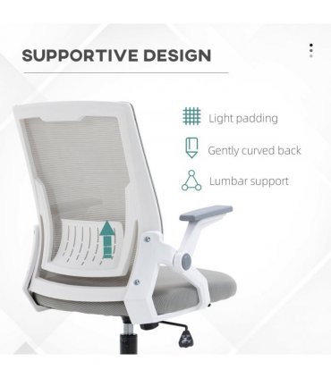 Vinsetto Mesh Office Chair for Home with Lumbar Support, Flip-up Arm, Wheels