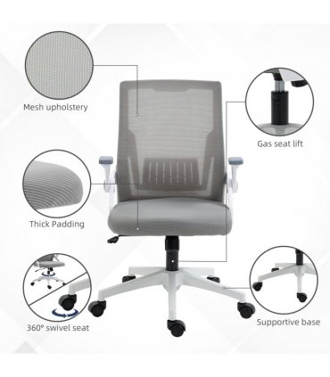 Vinsetto Mesh Office Chair for Home with Lumbar Support, Flip-up Arm, Wheels