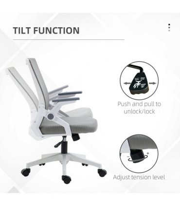 Vinsetto Mesh Office Chair for Home with Lumbar Support, Flip-up Arm, Wheels