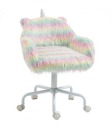Vinsetto Faux Fur Unicorn Desk Chair Fluffy Home Office Chair with Armrests