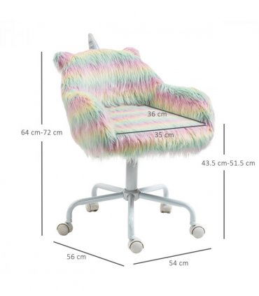 Vinsetto Faux Fur Unicorn Desk Chair Fluffy Home Office Chair with Armrests