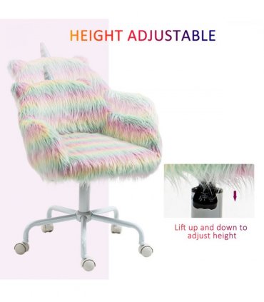 Vinsetto Faux Fur Unicorn Desk Chair Fluffy Home Office Chair with Armrests