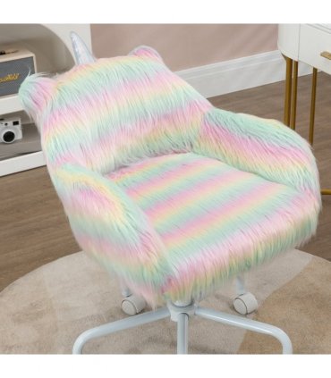 Vinsetto Faux Fur Unicorn Desk Chair Fluffy Home Office Chair with Armrests