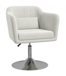 HOMCOM Stylish Retro Linen Swivel Tub Chair Steel Frame Cushion Seat Cream Whit