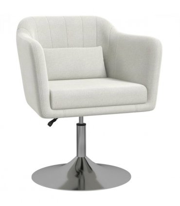 HOMCOM Stylish Retro Linen Swivel Tub Chair Steel Frame Cushion Seat Cream Whit