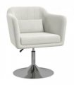 HOMCOM Stylish Retro Linen Swivel Tub Chair Steel Frame Cushion Seat Cream Whit