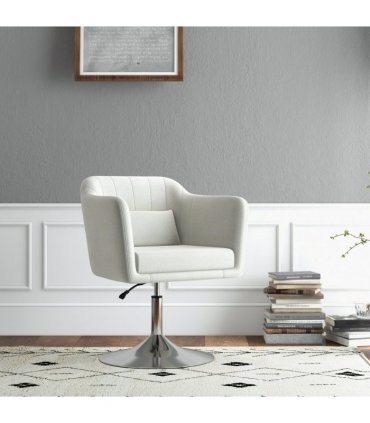 HOMCOM Stylish Retro Linen Swivel Tub Chair Steel Frame Cushion Seat Cream Whit